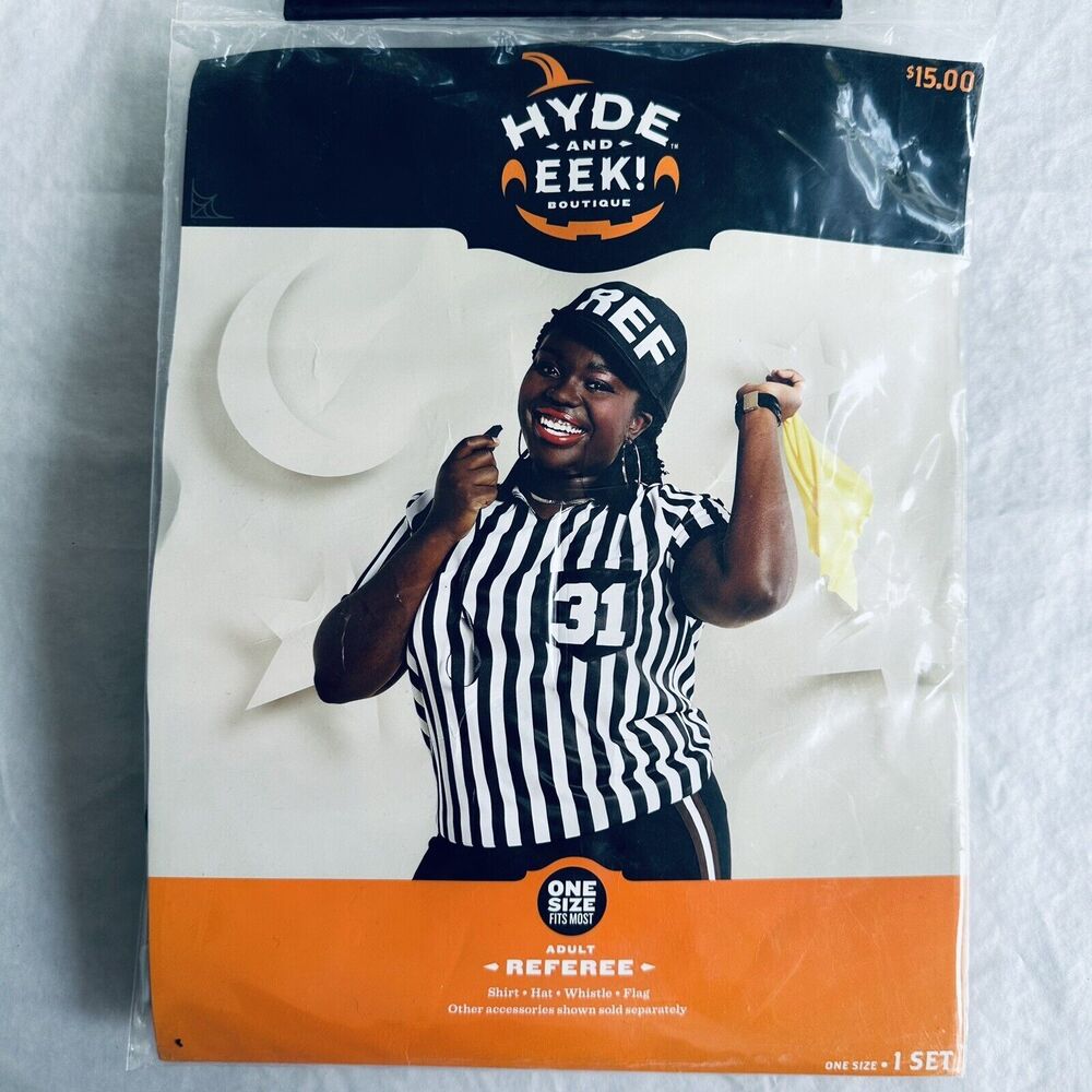 NWT Hyde & EEK Boutique Adult “Referee” Costume One Size Fits Most Black White